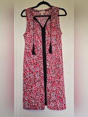 Michael Kors Pink Ditsy Floral Sheath Dress With Tassels Sz S